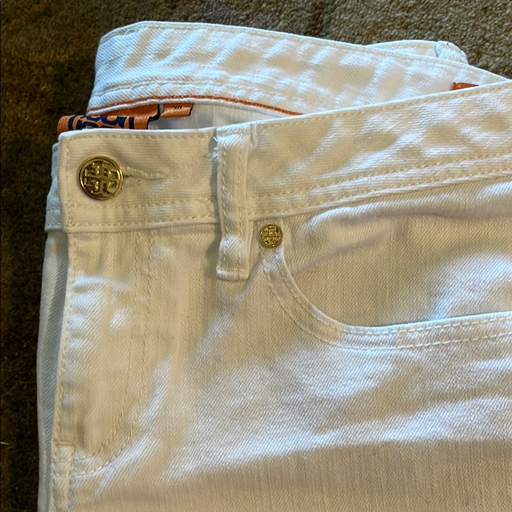 Tory Burch White Denim Cutoff Shorts